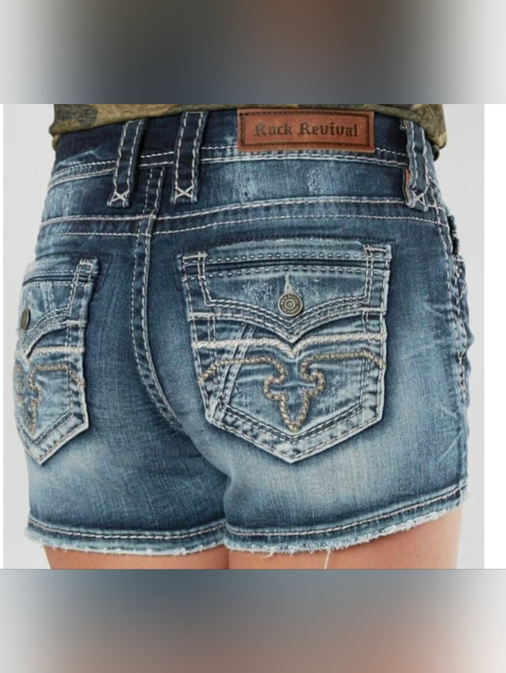 Rock Revival Women's Blue Denim Shorts   with Embroidered Back Pocket